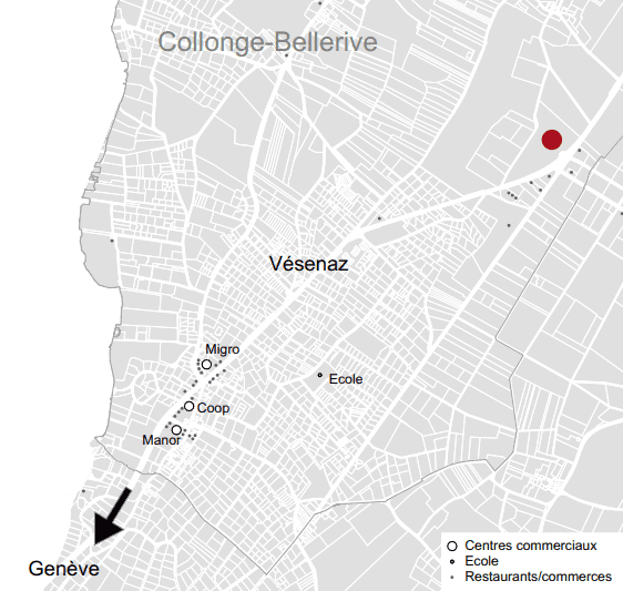 Carte de l'emplacement à Vésenaz